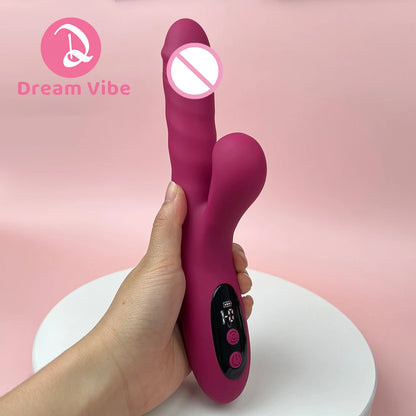 Dream Rabbit Dildo Vibrator LCD Screen Vibrating Thrusting Suction Heating Deep Penetration New Fantasy Sex Toy Women Pleasure