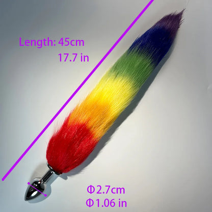 Dream Vibe BDSM Artificial Rainbow LGBTQ Tail Plug Small Size Silver Plug Adult Sex Toy Cosplay Couple Toy Butt Plug Prostate