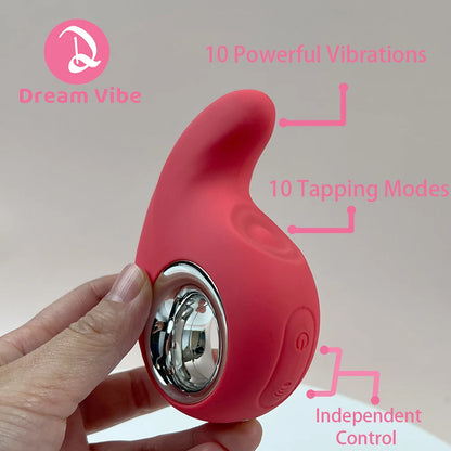 Joyifyer Pink Vibrator 10 Modes of Tapping and Vibrations Clit Vagina Penetration Sex Toy Woman Pleasur Discreet Vibe Orgasm