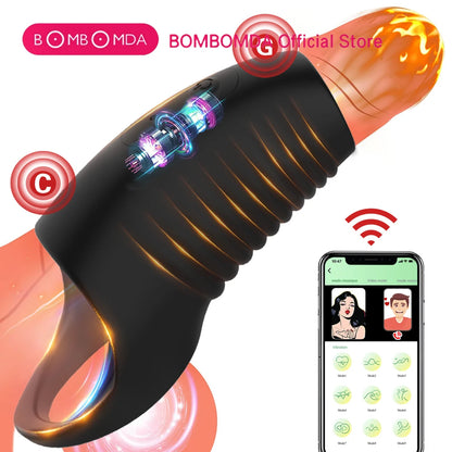 App Controlled Penis Ring Vibrator Male Erection Enhancer Sleeve 10 Vibration Anal G spot Stimulation Couples Sex Toy for Men
