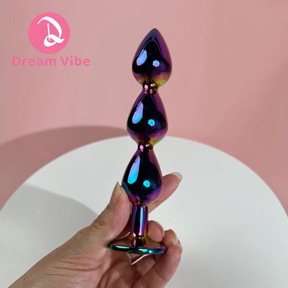 Triple Heart Anal Plug Sex Toy for Men Couple Pleasure Shiny Gem Bottom Metal Butt Plug Dildo Penetration Anal Expander 18+ Toy