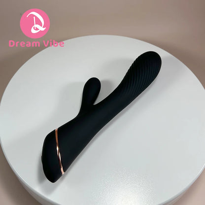 Black Knight Rabbit Vibrator with Ribbed Heads Just Surrender Slim Sex Toy for Female Woman Pleasure Dual Motors Clit G-Spot