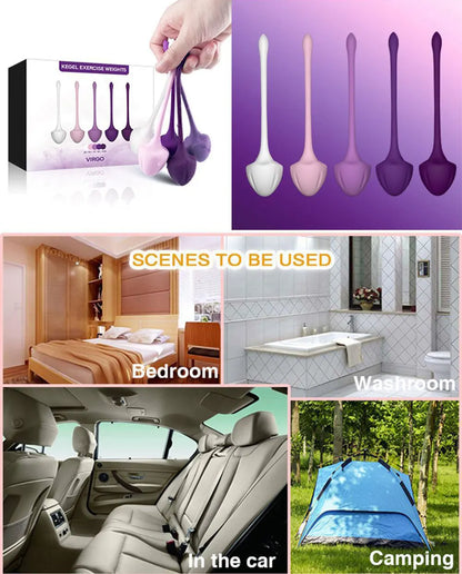 Kegel Exercise Set For Women Tightening Products Postpartum Recovery Weights Exercise Pelvic Muscle Pelvic Floor Ben Wa Ball