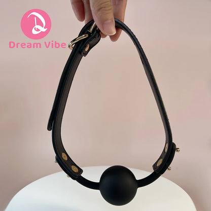 Silicone Mouth Ball Gag Bondage Gage PU Leather BDSM Gear Adult Sex Toy Restraint Couple Cosplay Intimate Sexy Game Fetish Fun