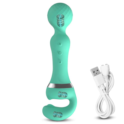 Powerful 2 in 1 AV Vibrator Female Magic Wand Clitoris Stimulator USB Recharge 20 Modes G Spot Massager Sex Toys Dildo for Women