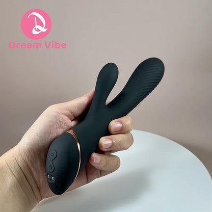 Black Knight Rabbit Vibrator with Ribbed Heads Just Surrender Slim Sex Toy for Female Woman Pleasure Dual Motors Clit G-Spot