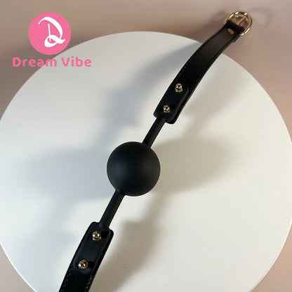 Silicone Mouth Ball Gag Bondage Gage PU Leather BDSM Gear Adult Sex Toy Restraint Couple Cosplay Intimate Sexy Game Fetish Fun
