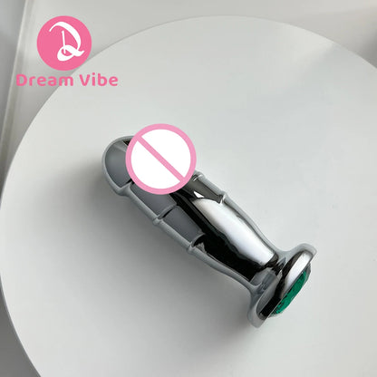 Metal Dildo Heavy Anal Plug Silver Bottom Gem Prostate Massager Men Sex Toy Anal Penetration Penis Stimulation 18+  Toy Buttplug