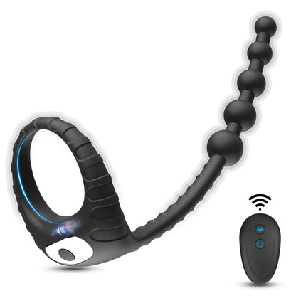 Cock Anal Vibrator Butt Plug Prostate Massager Testicle Stimulator Delay Ejaculation Penis Ring Remote Control Sex Toy for Men