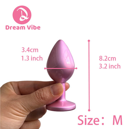 Shiny Pink Anal Plug Collection Round Gem Anal Plug Dreamy pink Anal Trainer Kit Adult Sex Toys for Women Men Sex Gifts SML