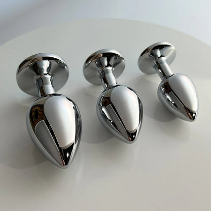 Lake Blue Gem Silver Metal Anal Plug Set by Dream Vibe Anal Trainer Kit Prostate Sex Toy Unisex Couple Backdoor Intimate Gift