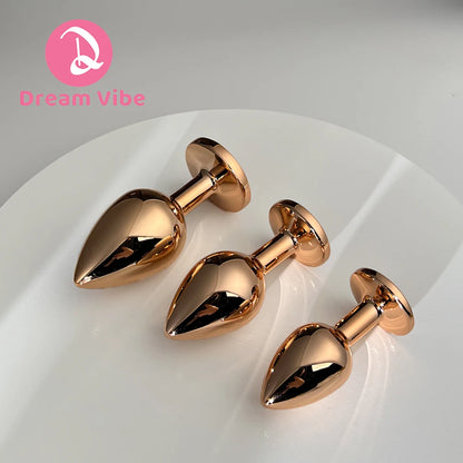 Metal Anal Plug Set Red Gem Butt Training Kit Jewelry inlaid Pleasure Sex Toy Women Men Prostate Massager Anal Expanding Gay