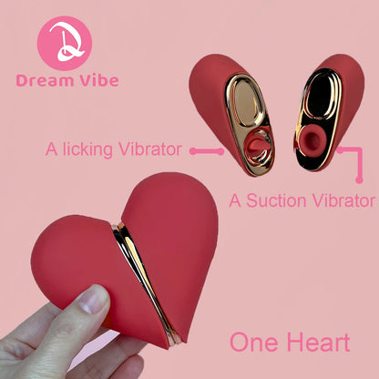 Heartbeat One Heart Two Vibrators 5 Likcing 5 Suction Modes Woman Sex Toy Romantic Love Gift Penetration Female Masturbation