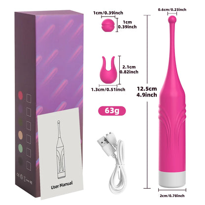 Mini Clitoris G Spot Vibrator for Women 2 Attached Silicone Heads Nipple Clit Stimulator Wand 10 Vibrations Sexy Adult Toys 18