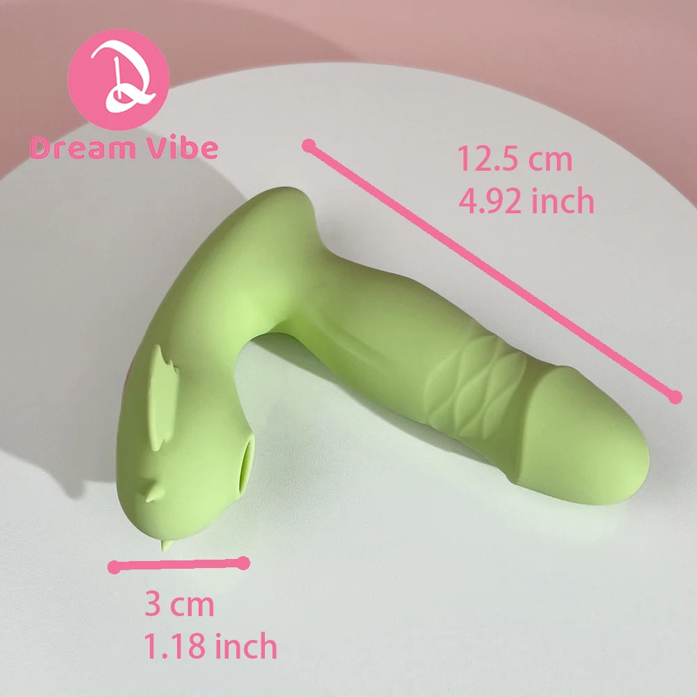 The Green Devil Clitoral Sucking G Spot Thrusting Vibrator Auto Heating App Control Gift for Her Erotic Sex Toy Pleasure Women