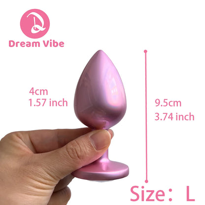 Shiny Pink Anal Plug Collection Round Gem Anal Plug Dreamy pink Anal Trainer Kit Adult Sex Toys for Women Men Sex Gifts SML