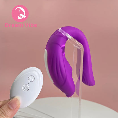 Remote Control Wearable Panty Vibe Women's Clit and Vaginal Sex Toy U Shape Couple Toy Sucker Female Masturbator Dildo Massager
