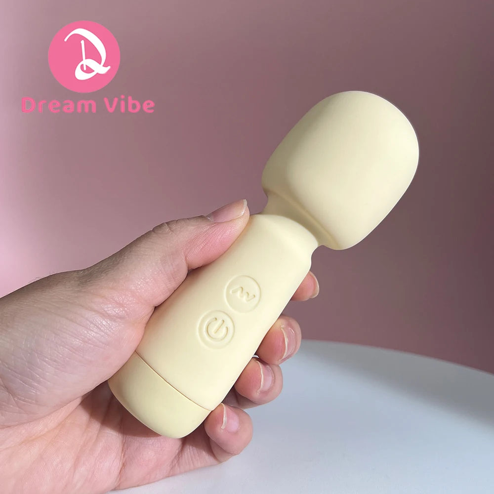 Yellow Mini Wand Vibrator 5 Speeds and 5 Mode Powerful Vibrating Clit Nipple Stimulation Body Massager Sex Toy Woman Erotic Play