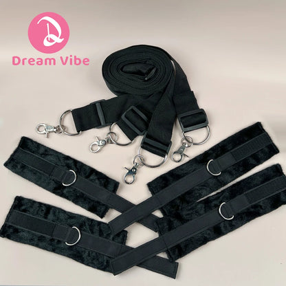 Under Mattress Restraint Kit Under Bed HandCuffs and Ankle Cuffs  Adult Sex Play King Size Bed Straps Restraints Sex Toy BDSM