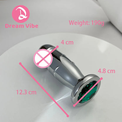 Metal Dildo Heavy Anal Plug Silver Bottom Gem Prostate Massager Men Sex Toy Anal Penetration Penis Stimulation 18+  Toy Buttplug