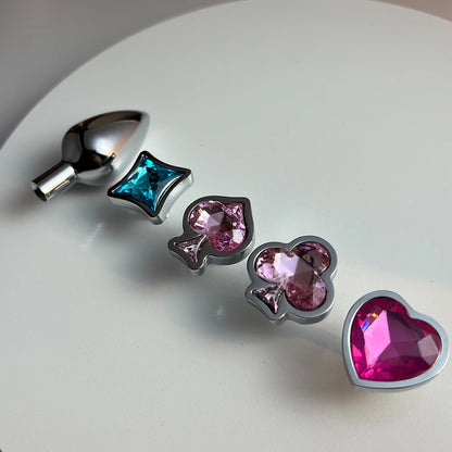 Small Size Metal Silver Anal Plug 4 Poker Shape Bases to Change Butt Trainer By Dream Vibe Men Woman Prostate Sex Toy Massager