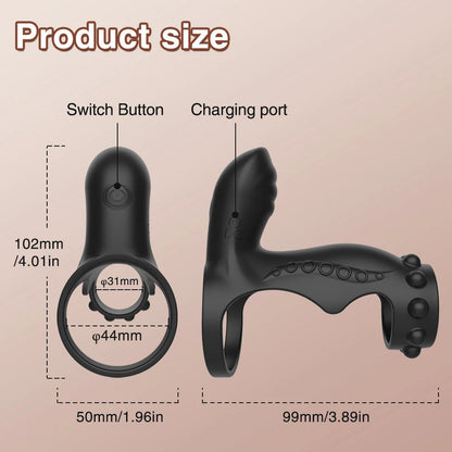 Titan Dual Motors Vibrating Penis Rings Strectchy Silicone Sleeves Cock Cage Couple Toy Men's Sex Toy Massager Delay Ejaculation