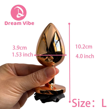 Dream Vibe – Collection Luxe de Plugs Anaux : Plug Anal Black Rose, Plug Anal Rose Gold et Kit d’Entraînement Anal. Sextoys pour Femmes et Hommes, Idée Cadeau.
