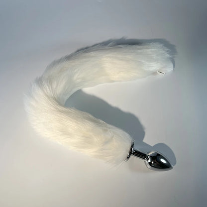 Dream Vibe BDSM Luminous Whisper Tail plug Artifical White Tail with Lights Small Size Silver Plug Adult Sex Toy Cosplay