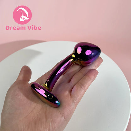 Curvy Anal Plug Shiny Metal Colorful Prostate Massager Sex Toy Men Masturbation Anal Expander Penetration Dildo Love Toy New