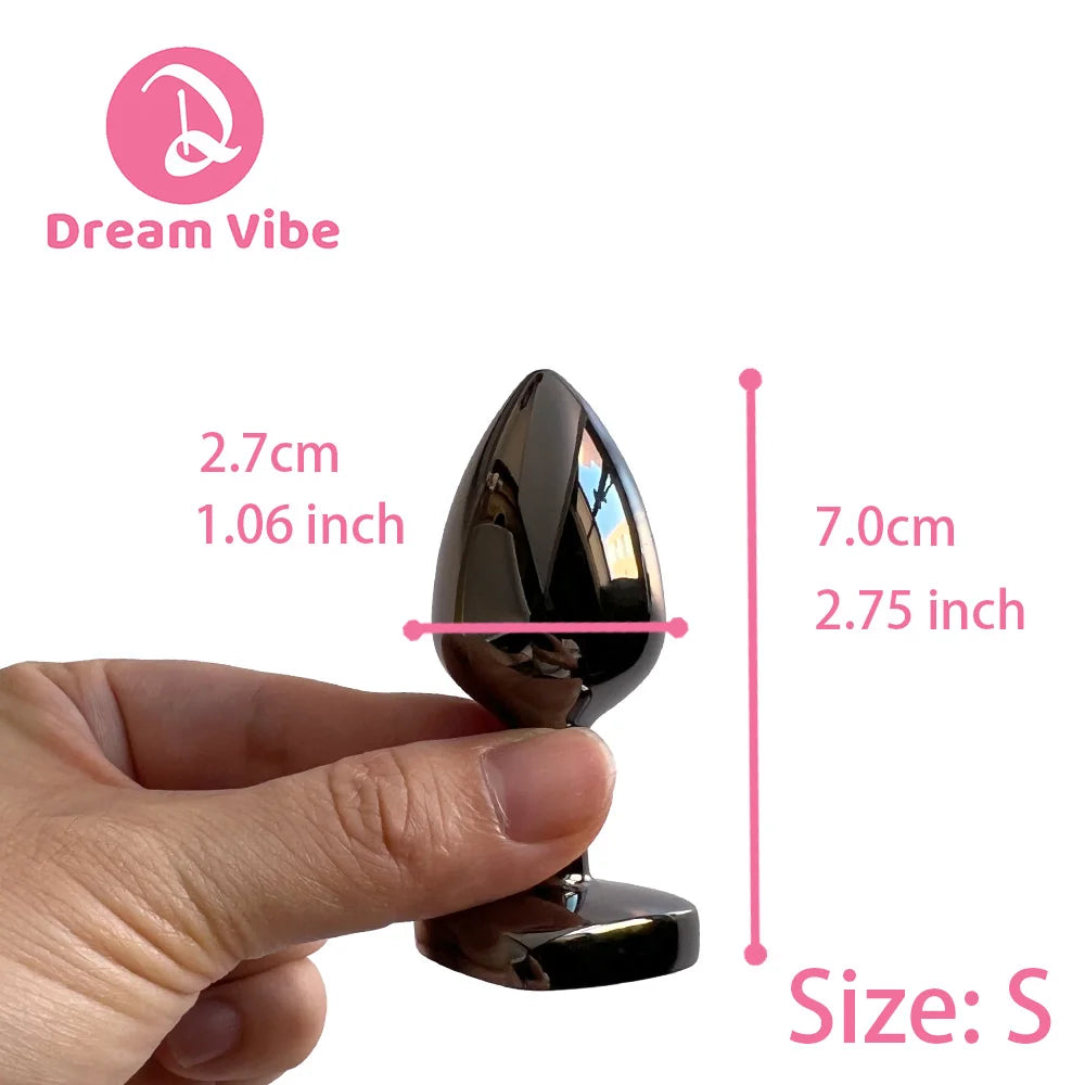 Metal Butt Plugs Jewel Inlaid Trainer Heart Shaped Gem Bottom Gunmetal Gray Backdoor Exploration Couple Sex Toy Foreplay