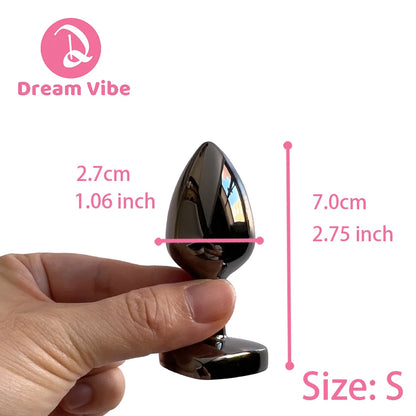 Metal Butt Plugs Jewel Inlaid Trainer Heart Shaped Gem Bottom Gunmetal Gray Backdoor Exploration Couple Sex Toy Foreplay