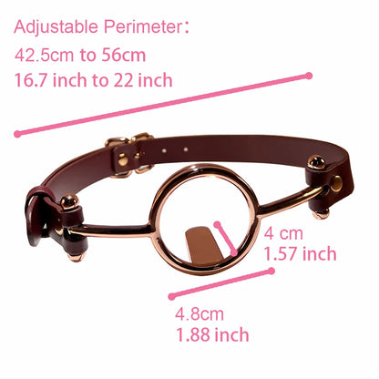 Metal O-Ring Gag by Dream Vibe Adjustable Buckle Red PU Leather Open Mouth Bondage Play Oral Sex Toy for Couple Pleasur Fetish
