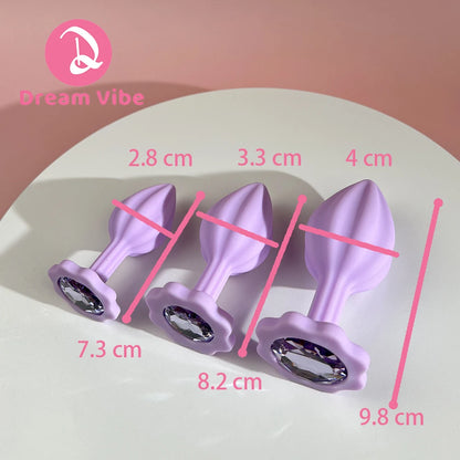 Quincunx Purple Silicone Anal Plug Shiny Gem New Sex Toy for Men Women Pleasure Butt Penetration Prostate Massager 18+ Adult