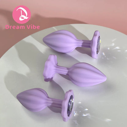 Quincunx Purple Silicone Anal Plug Shiny Gem New Sex Toy for Men Women Pleasure Butt Penetration Prostate Massager 18+ Adult