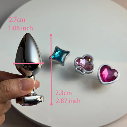 Small Size Metal Silver Anal Plug 4 Poker Shape Bases to Change Butt Trainer By Dream Vibe Men Woman Prostate Sex Toy Massager