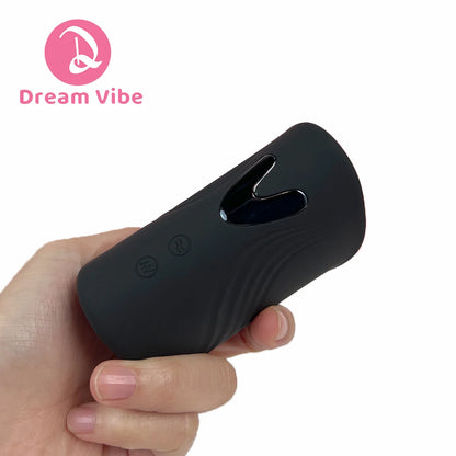 Silicone Vibrating Stroker Male Masturbation Open-ended Dual Motors 5 Tapping 5 Vibration Modes Blow Job Sleeve Penis Massager