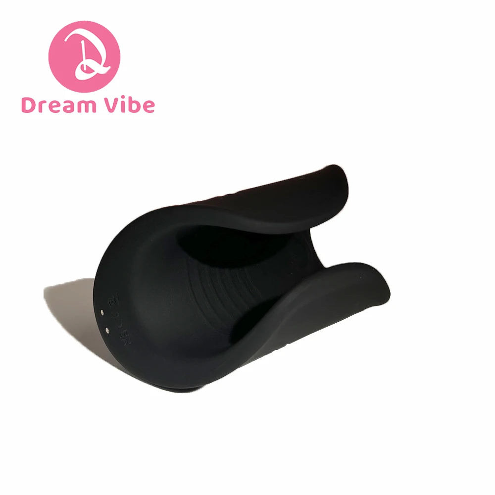 Silicone Vibrating Stroker Male Masturbation Open-ended Dual Motors 5 Tapping 5 Vibration Modes Blow Job Sleeve Penis Massager