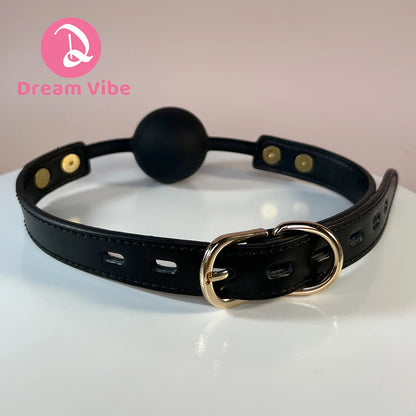 Silicone Mouth Ball Gag Bondage Gage PU Leather BDSM Gear Adult Sex Toy Restraint Couple Cosplay Intimate Sexy Game Fetish Fun