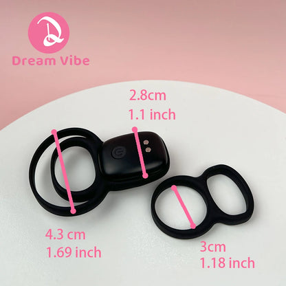 One Vibrator Two Rings Double Joy Vibrating Cock Ring 10 Modes Penis Ring Couple Sex Toy Clit Stimulation Ejaculation Delay