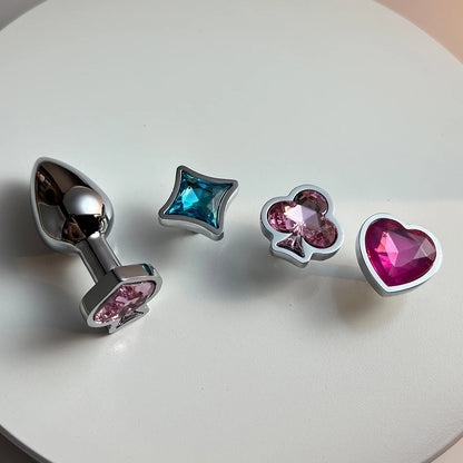 Small Size Metal Silver Anal Plug 4 Poker Shape Bases to Change Butt Trainer By Dream Vibe Men Woman Prostate Sex Toy Massager