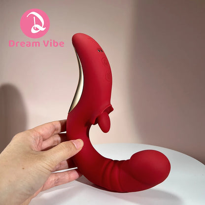 Amara's Passion 3 in 1 Vibrator 9 Thrusting and Vibrating 10 Tongue Licking Pleasure Sex Toy Woman Masturbation Penetration