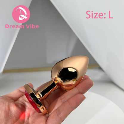 Metal Anal Plug Set Red Gem Butt Training Kit Jewelry inlaid Pleasure Sex Toy Women Men Prostate Massager Anal Expanding Gay