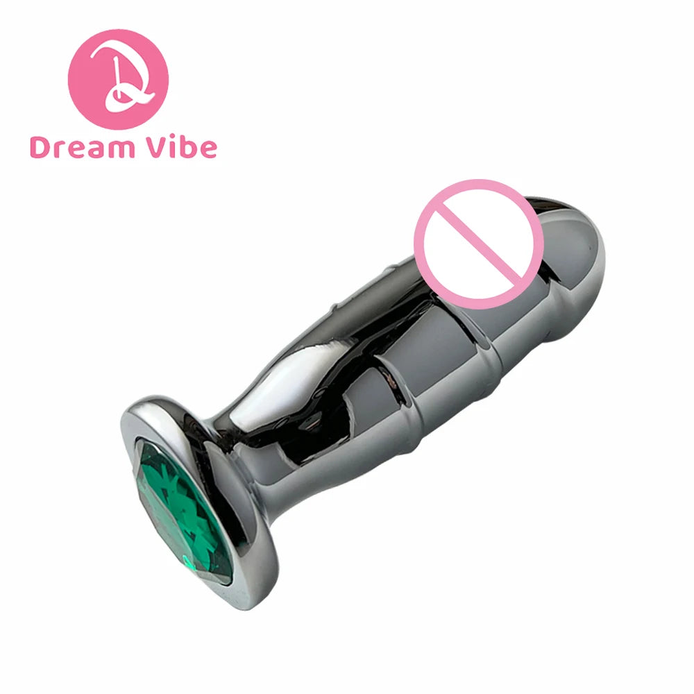 Metal Dildo Heavy Anal Plug Silver Bottom Gem Prostate Massager Men Sex Toy Anal Penetration Penis Stimulation 18+  Toy Buttplug