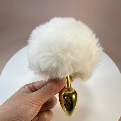 Cottontail Anal Plug by Dream Vibe White fur Bunny Tail Adult Sex Toy Metal Fur Rabbit Tail Erotic Toy Woman Men Need Cosplay