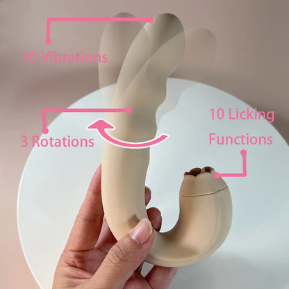 Aira 3-in-1 Vibrator Rotation Licking Vibrating  Deep Penetration G Spot Clit Double End Orgasm Dildo Sex Toy Woman  Pleasure