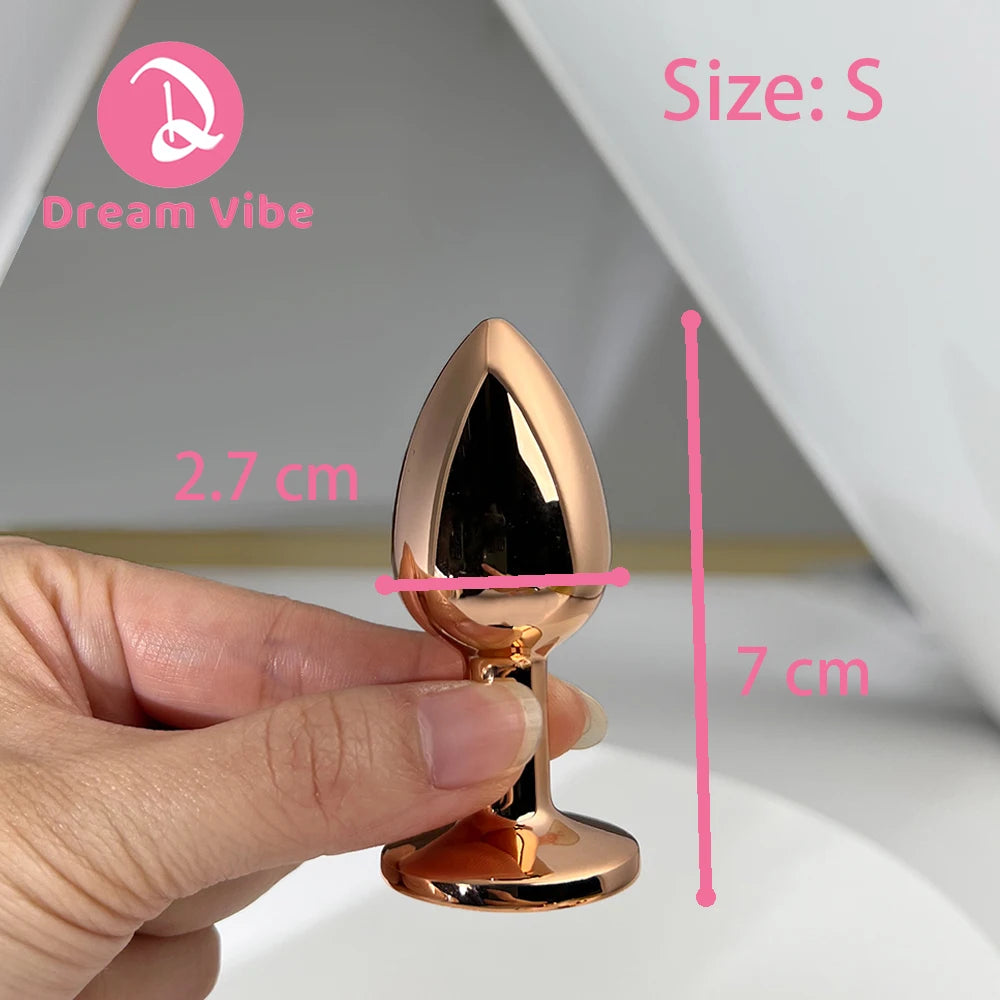 Metal Anal Plug Set Red Gem Butt Training Kit Jewelry inlaid Pleasure Sex Toy Women Men Prostate Massager Anal Expanding Gay