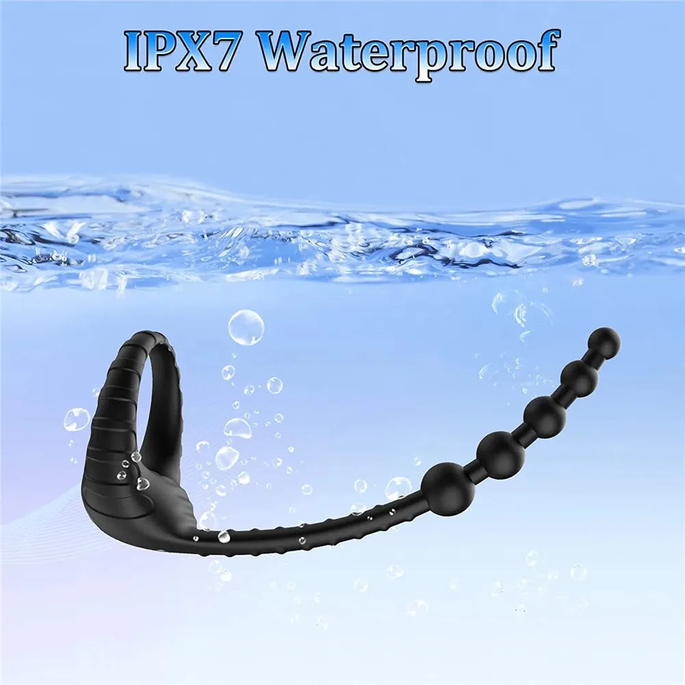 Cock Anal Vibrator Butt Plug Prostate Massager Testicle Stimulator Delay Ejaculation Penis Ring Remote Control Sex Toy for Men