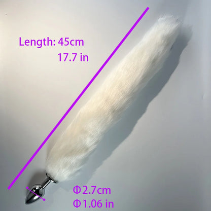 Dream Vibe BDSM Luminous Whisper Tail plug Artifical White Tail with Lights Small Size Silver Plug Adult Sex Toy Cosplay