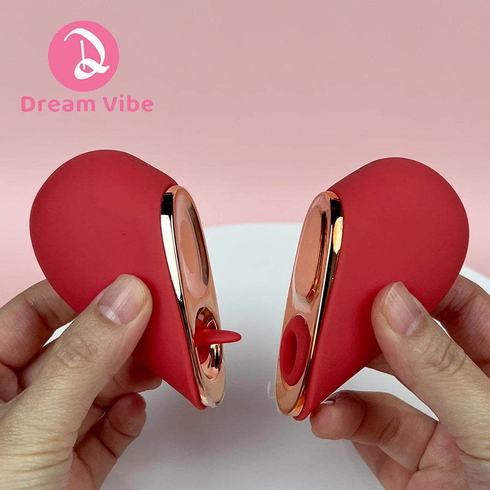 Heartbeat One Heart Two Vibrators 5 Likcing 5 Suction Modes Woman Sex Toy Romantic Love Gift Penetration Female Masturbation