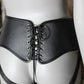 Bondage Full Back Strap-On Harness with 3 O-rings Comptable with Different Size Dildos Adjustable to Fit Hip Size PU Leather